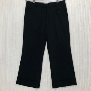 Signé Paris Pinstripe‎ Cropped Wide Leg Career Pants Cuffed Hem US 8